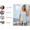 image:imageWomens Plus Size Tops Dressy Casual Summer Chiffon Blouses Short Sleeve Dress Shirts Business Loose Fit TunicsCrewneck Red Flower White
