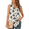 image:imageBestbee Womens 2026 Summer Tank Tops Dressy Casual Sleeveless Chiffon Blouses V Neck Tunics Cute Business Work ShirtsBlack Floral Beige