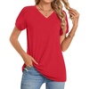 image:imageWomens 2025 Summer Tops Plus Size Tunics Casual Short Sleeve Shirts Loose Fit BlousesRed