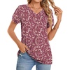 image:imageWomens 2025 Summer Tops Plus Size Tunics Casual Short Sleeve Shirts Loose Fit BlousesRedwhite Fl