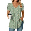 image:imageWomens Chiffon Blouses Dressy Casual Tops Summer Tunics V Neck Business Short Sleeve ShirtsV Neck Green Flowers