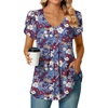 V Neck Mixed Blue Red-flower