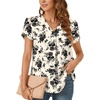 image:imageWomens Dressy Chiffon Blouses V Neck Tops Tee 2025 Summer Shirts Petal Short Sleeve Casual TShirtsPetal SleeveBlack Flower Beige