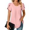 image:imageWomens Plus Size Tops Dressy Casual Summer Chiffon Blouses Short Sleeve Dress Shirts Business Loose Fit TunicsCrewneck Pink
