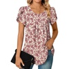 image:imageWomens Plus Size Tops Dressy Casual Summer Chiffon Blouses Short Sleeve Dress Shirts Business Loose Fit TunicsCrewneck Red Flower White