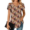 image:imageWomens Plus Size Tops Dressy Casual Summer Chiffon Blouses Short Sleeve Dress Shirts Business Loose Fit TunicsCrewneck Vintage Checkers