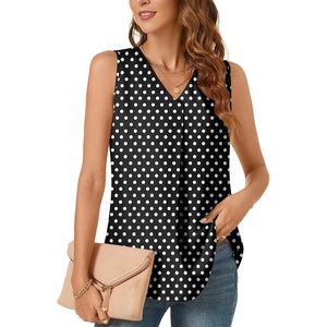 image:imageBestbee Womens 2026 Summer Tank Tops Dressy Casual Sleeveless Chiffon Blouses V Neck Tunics Cute Business Work ShirtsPolka Dots Black