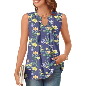 image:imageBestbee Womens Tank Tops Dressy Casual Summer Blouses Business Shirts V Neck Sleeveless Tunic TopsLily Navy