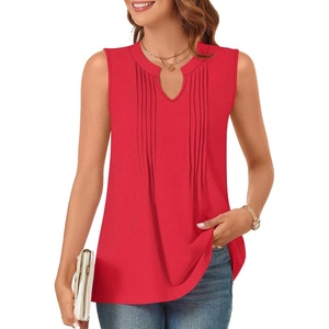 image:imageBestbee Womens Tank Tops Dressy Casual Summer Blouses Business Shirts V Neck Sleeveless Tunic TopsRed