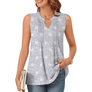 image:imageBestbee Womens Tank Tops Dressy Casual Summer Blouses Business Shirts V Neck Sleeveless Tunic TopsStar Grey