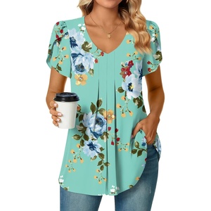 image:imageWomens Chiffon Blouses Dressy Casual Tops Summer Tunics V Neck Business Short Sleeve ShirtsV Neck Mint Green