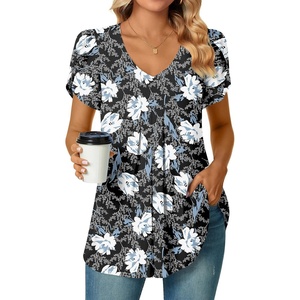 image:imageWomens Chiffon Blouses Dressy Casual Tops Summer Tunics V Neck Business Short Sleeve ShirtsV Neck White Lily