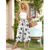 image:imageBestbee Capri Pants for Women Wide Leg Palazzo Cropped Pant Gaucho Capris  Dressy Casual Summer Outfits Culottes Boho Gauchos with PocketsCapri Black Floralwhite