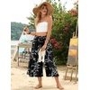 image:imageBestbee Capri Pants for Women Wide Leg Palazzo Cropped Pant Gaucho Capris  Dressy Casual Summer Outfits Culottes Boho Gauchos with PocketsCapri Blackwhite Flower