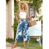 image:imageBestbee Capri Pants for Women Wide Leg Palazzo Cropped Pant Gaucho Capris  Dressy Casual Summer Outfits Culottes Boho Gauchos with PocketsCapri Blue Tie Dye