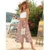 image:imageBestbee Capri Pants for Women Wide Leg Palazzo Cropped Pant Gaucho Capris  Dressy Casual Summer Outfits Culottes Boho Gauchos with PocketsCapri Deep Red Flowerbeige