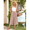 image:imageBestbee Capri Pants for Women Wide Leg Palazzo Cropped Pant Gaucho Capris  Dressy Casual Summer Outfits Culottes Boho Gauchos with PocketsCapri Deep Red Flowerbeige
