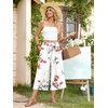 image:imageBestbee Capri Pants for Women Wide Leg Palazzo Cropped Pant Gaucho Capris  Dressy Casual Summer Outfits Culottes Boho Gauchos with PocketsCapri Floral White