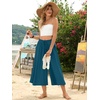 image:imageBestbee Capri Pants for Women Wide Leg Palazzo Cropped Pant Gaucho Capris  Dressy Casual Summer Outfits Culottes Boho Gauchos with PocketsCapri Grayish Blue