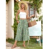 image:imageBestbee Capri Pants for Women Wide Leg Palazzo Cropped Pant Gaucho Capris  Dressy Casual Summer Outfits Culottes Boho Gauchos with PocketsCapri Green Flowers