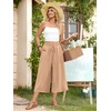 image:imageBestbee Capri Pants for Women Wide Leg Palazzo Cropped Pant Gaucho Capris  Dressy Casual Summer Outfits Culottes Boho Gauchos with PocketsCapri Khaki