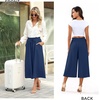 image:imageBestbee Capri Pants for Women Wide Leg Palazzo Cropped Pant Gaucho Capris  Dressy Casual Summer Outfits Culottes Boho Gauchos with PocketsCapri Navy Blue