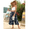 image:imageBestbee Capri Pants for Women Wide Leg Palazzo Cropped Pant Gaucho Capris  Dressy Casual Summer Outfits Culottes Boho Gauchos with PocketsCapri Navywhite Flower