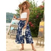 image:imageBestbee Capri Pants for Women Wide Leg Palazzo Cropped Pant Gaucho Capris  Dressy Casual Summer Outfits Culottes Boho Gauchos with PocketsCapri White Flowersnavy
