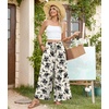 image:imageBestbee Palazzo Pants for Women Dressy Casual Wide Leg Slacks Elastic Waist Flowy Long Pant with PocketsBlack Floral Beige