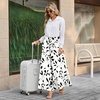 image:imageBestbee Palazzo Pants for Women Dressy Casual Wide Leg Slacks Elastic Waist Flowy Long Pant with PocketsBlack Leafwhite