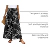 image:imageBestbee Palazzo Pants for Women Dressy Casual Wide Leg Slacks Elastic Waist Flowy Long Pant with PocketsBlackwhite Flower