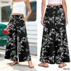 image:imageBestbee Palazzo Pants for Women Dressy Casual Wide Leg Slacks Elastic Waist Flowy Long Pant with PocketsBlackwhite Flower