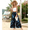 image:imageBestbee Palazzo Pants for Women Dressy Casual Wide Leg Slacks Elastic Waist Flowy Long Pant with PocketsBlue Floralblack