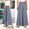 image:imageBestbee Palazzo Pants for Women Dressy Casual Wide Leg Slacks Elastic Waist Flowy Long Pant with PocketsBluemulti Flower