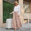 image:imageBestbee Palazzo Pants for Women Dressy Casual Wide Leg Slacks Elastic Waist Flowy Long Pant with PocketsDeep Red Flowerbeige