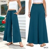 image:imageBestbee Palazzo Pants for Women Dressy Casual Wide Leg Slacks Elastic Waist Flowy Long Pant with PocketsGrayish Blue