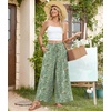 image:imageBestbee Palazzo Pants for Women Dressy Casual Wide Leg Slacks Elastic Waist Flowy Long Pant with PocketsGreen Flowers