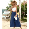 image:imageBestbee Palazzo Pants for Women Dressy Casual Wide Leg Slacks Elastic Waist Flowy Long Pant with PocketsNavy Blue