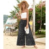 image:imageBestbee Palazzo Pants for Women Dressy Casual Wide Leg Slacks Elastic Waist Flowy Long Pant with PocketsWhite Fleckblack