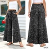 image:imageBestbee Palazzo Pants for Women Dressy Casual Wide Leg Slacks Elastic Waist Flowy Long Pant with PocketsWhite Fleckblack