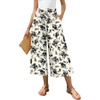 image:imageBestbee Capri Pants for Women Wide Leg Palazzo Cropped Pant Gaucho Capris  Dressy Casual Summer Outfits Culottes Boho Gauchos with PocketsCapri Black Floral Beige