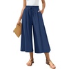 image:imageBestbee Capri Pants for Women Wide Leg Palazzo Cropped Pant Gaucho Capris  Dressy Casual Summer Outfits Culottes Boho Gauchos with PocketsCapri Navy Blue