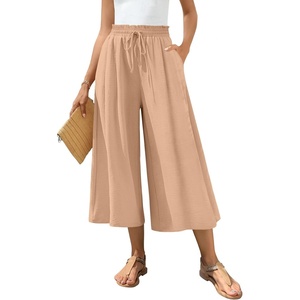image:imageBestbee Capri Pants for Women Wide Leg Palazzo Cropped Pant Gaucho Capris  Dressy Casual Summer Outfits Culottes Boho Gauchos with PocketsCapri Khaki
