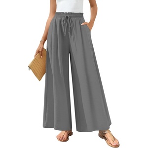 image:imageBestbee Palazzo Pants for Women Dressy Casual Wide Leg Slacks Elastic Waist Flowy Long Pant with PocketsAsh Gray