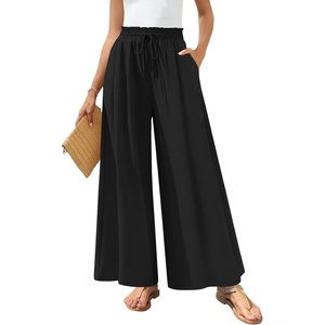 image:imageBestbee Palazzo Pants for Women Dressy Casual Wide Leg Slacks Elastic Waist Flowy Long Pant with PocketsBlack