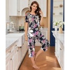 image:imageBestbee Pajamas for Women Set 2 Piece Outfits Soft Sleepwear Ladies Pj SetsBig Leaf Pink