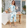 image:imageBestbee Pajamas for Women Set 2 Piece Outfits Soft Sleepwear Ladies Pj SetsFloral Aqua Bluebeige