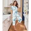 image:imageBestbee Pajamas for Women Set 2 Piece Outfits Soft Sleepwear Ladies Pj SetsFloral Aqua Bluebeige