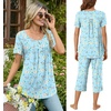 image:imageBestbee Pajamas for Women Set 2 Piece Outfits Soft Sleepwear Ladies Pj SetsFloral Bluebutterfly