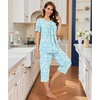 image:imageBestbee Pajamas for Women Set 2 Piece Outfits Soft Sleepwear Ladies Pj SetsFloral Bluebutterfly